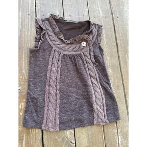 Hazel Brown Button Down Shirt with Lace Details